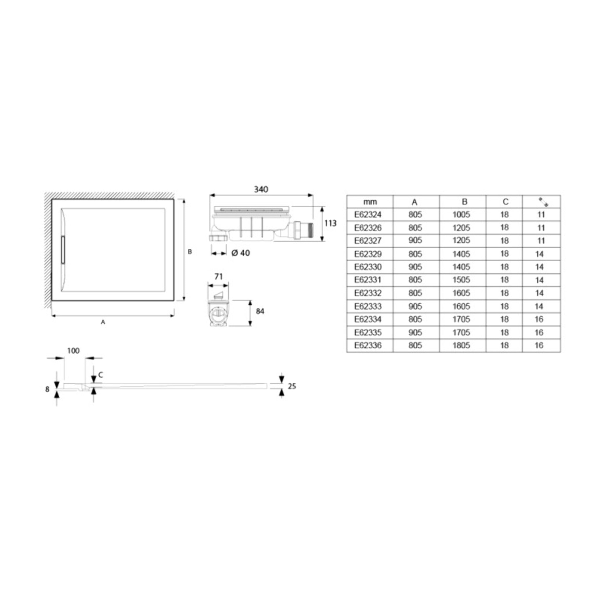 Receveur de douche antidérapant 140 x 80 Flight Pure rectangle blanc