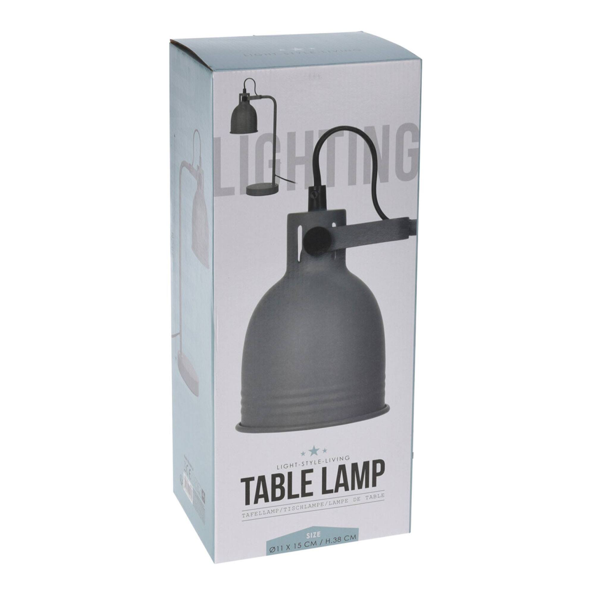 Lámpara de mesa metálica Gris 13x40cm de diseño industrial con pantalla orientable