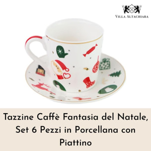Set da caffè 6 pezzi Fantasia del Natale in porcellana