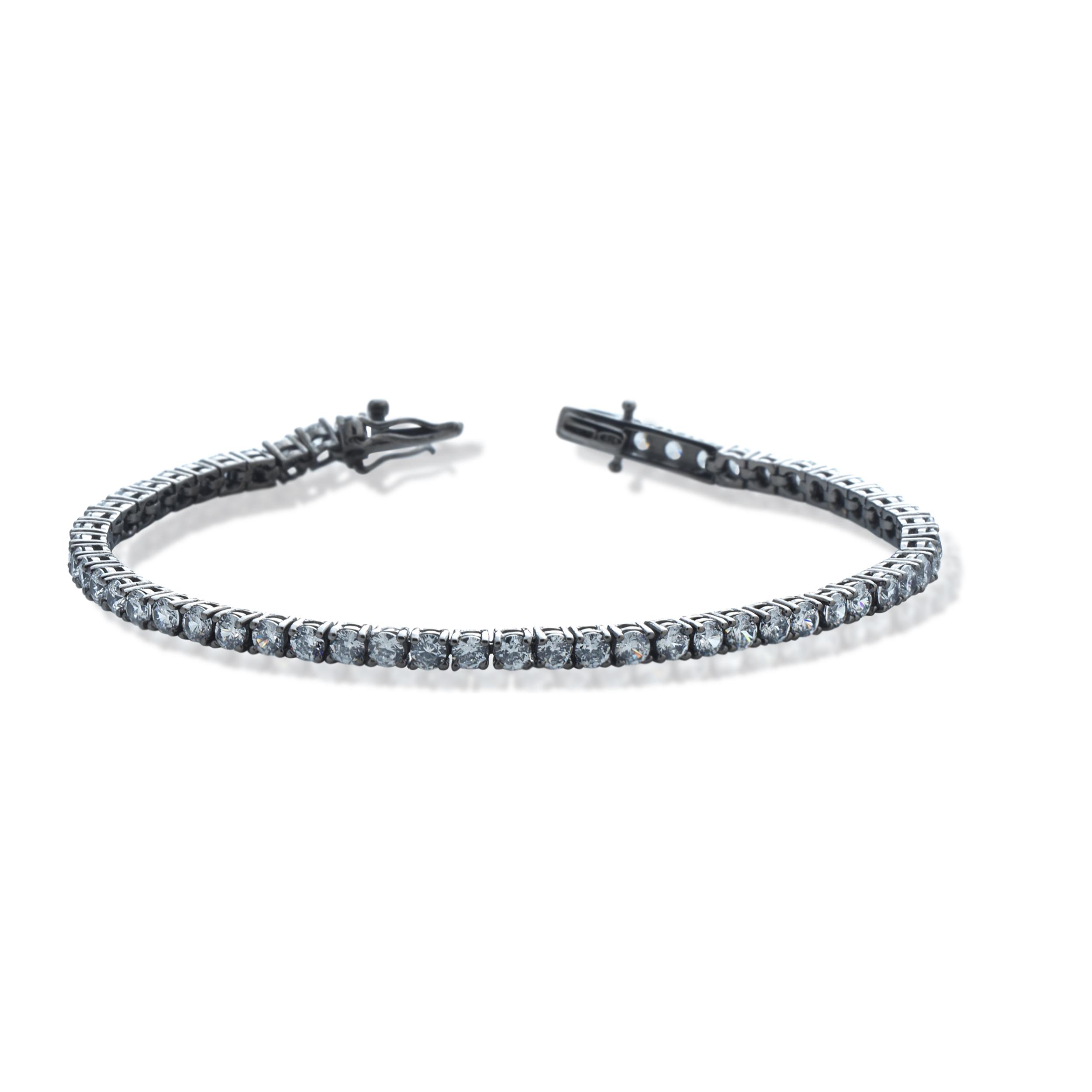 Bracciale Hiriwa 925 Tennis Argento Nero Pietre Bianche