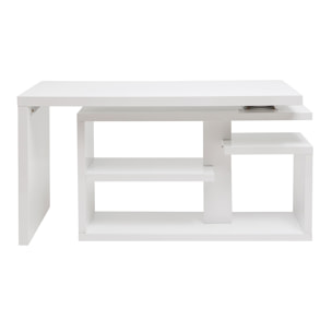 Bureau modulable design laqué blanc brillant L147-217 cm HALTON