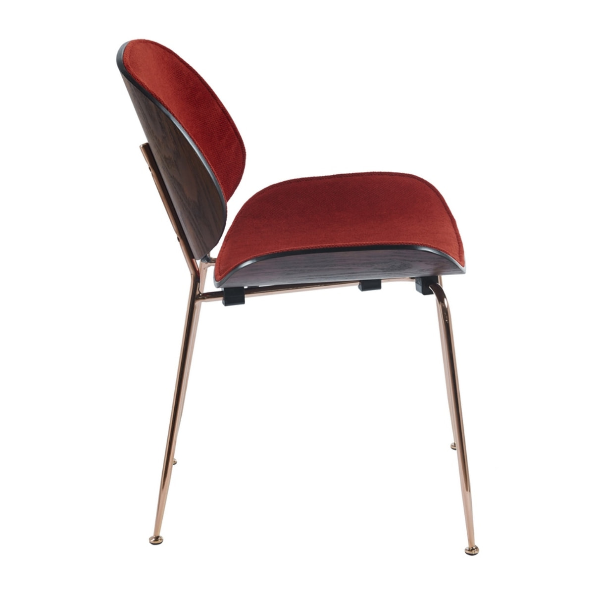 Set da 4 sedie design in tessuto rosso con struttura in oro rosa - Elizabeth