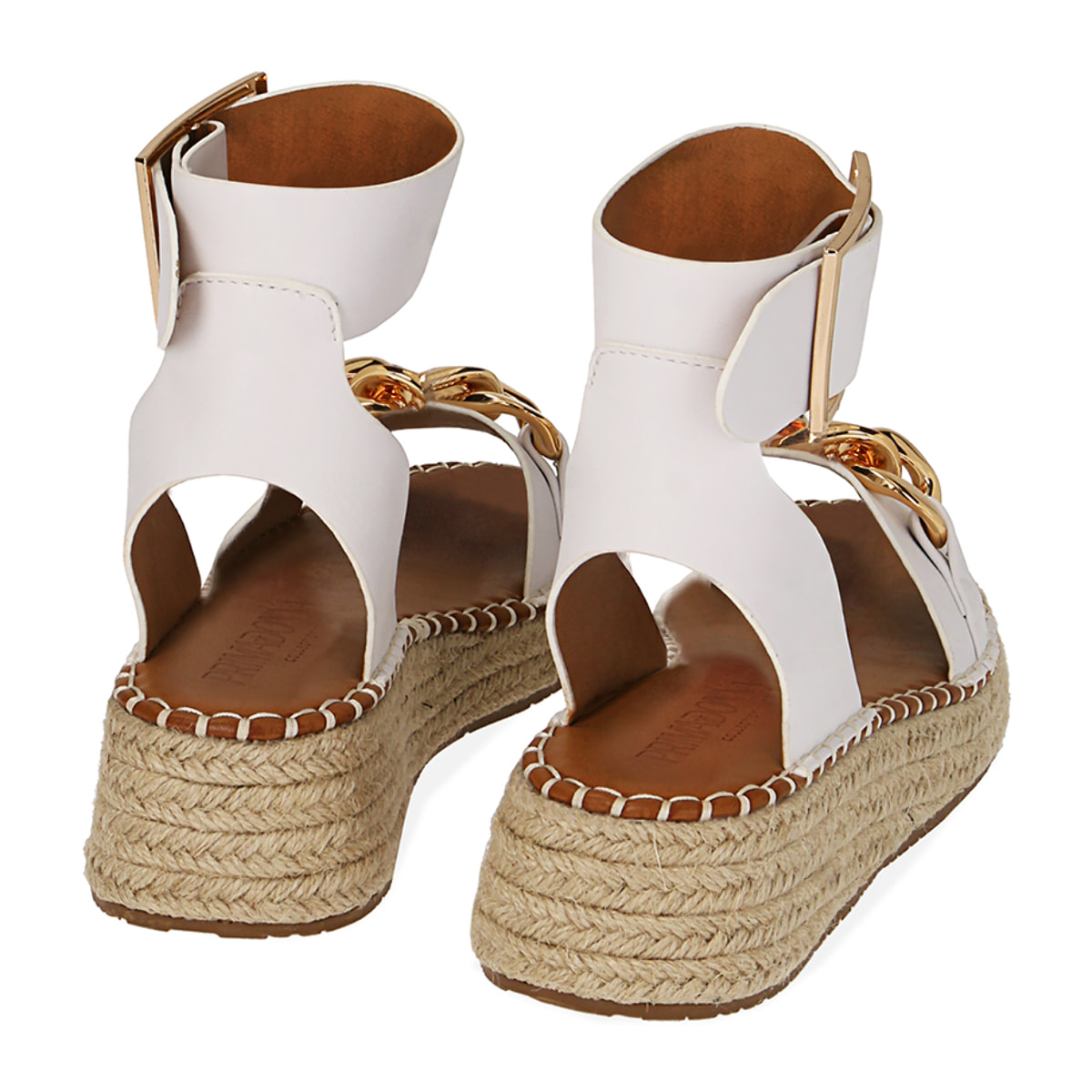 Sandalias con maxi cadena blancas, plataforma de 4,5 cm