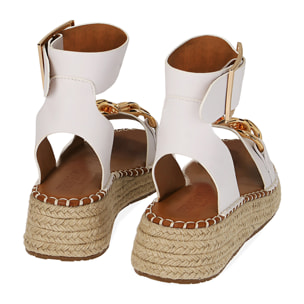 Sandalias con maxi cadena blancas, plataforma de 4,5 cm