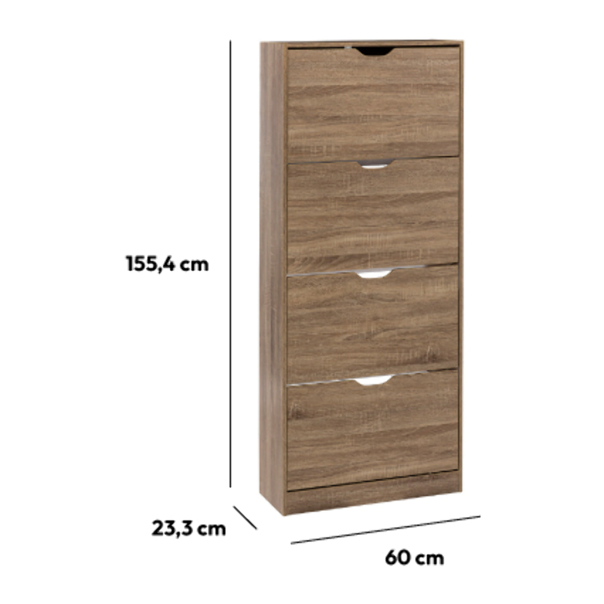 Meuble à chaussures 4 tiroirs Effet chêne naturel Mix N' Modul