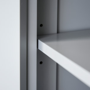 Buffet haut multi-rangement - 4 portes, grand tiroir - dim. 76L x 40l x 183H cm - gris