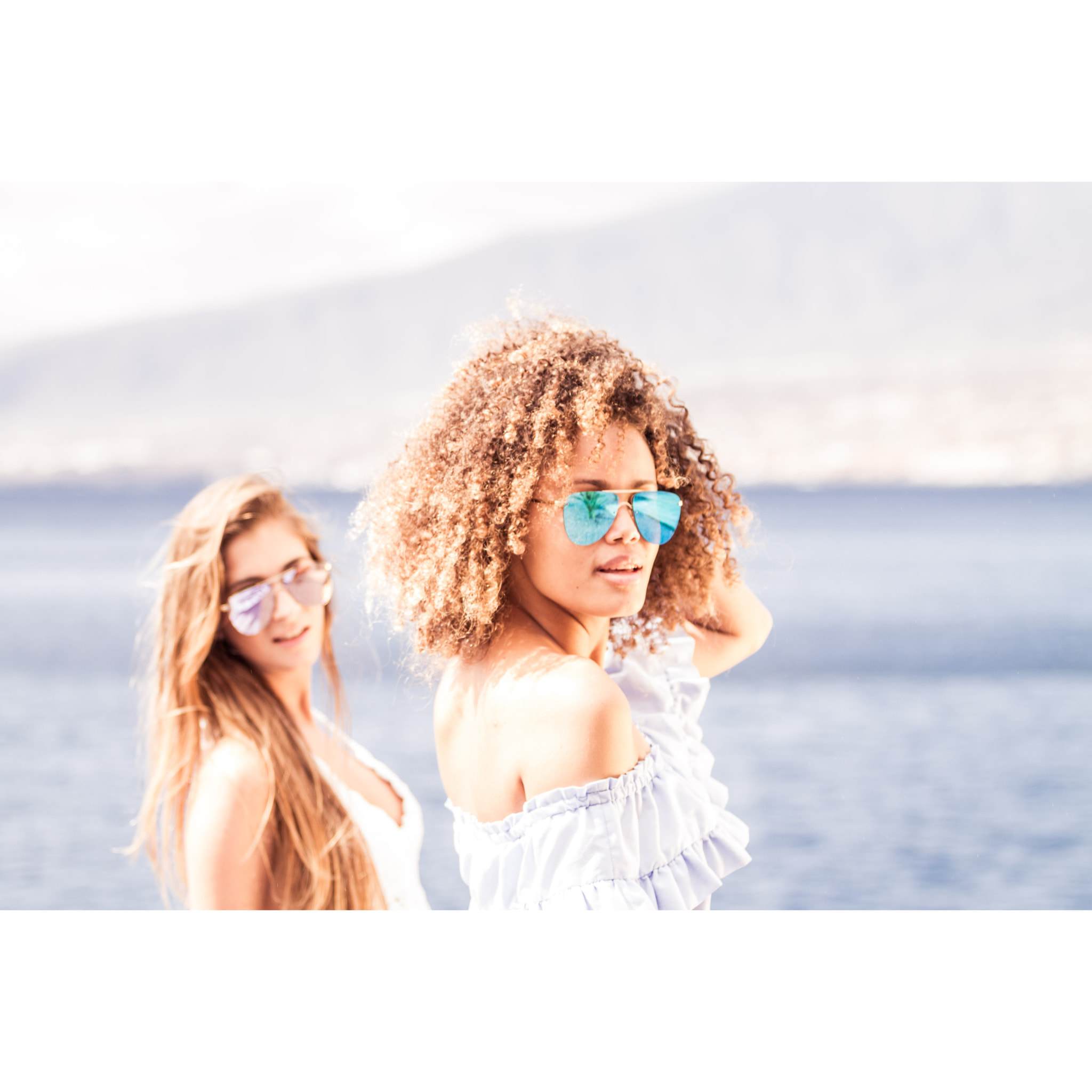 Gafas de sol OCEAN LONG BEACH - Nuevo montura dorado mate / Plana revo azul cielo real