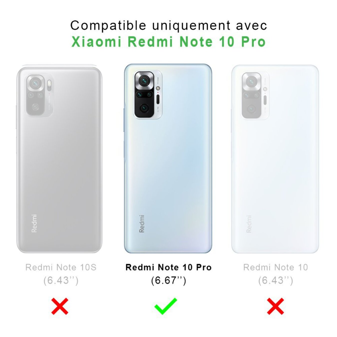 Coque Xiaomi Redmi Note 10 Pro Antichoc Silicone + 2 Vitres en verre trempé Protection écran