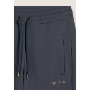 Pantaloni regular in felpa garzata con fondo dritto