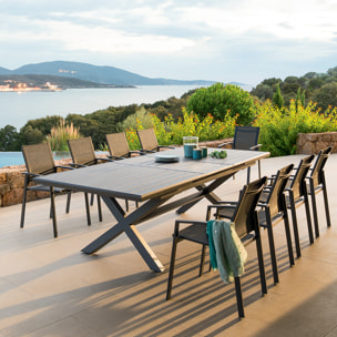 Table de jardin extensible "Axiome" ardoise granitée 10 places en aluminium traité époxy