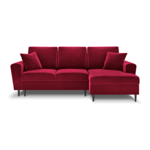 Canapé d'angle droit convertible avec coffre de rangement "Kyoto" 4 places en velours rouge