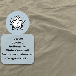 PARURE COPRIPIUMINO WATER WASHED, 100% Microfibra, No Stiro - SABBIA