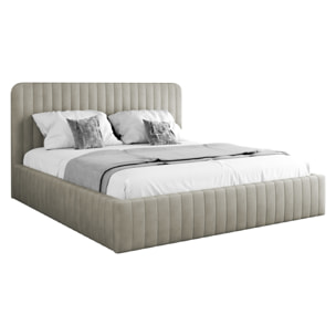 Stuart - lit coffre - 140x200 cm - sommier inclus - en velours - Beige