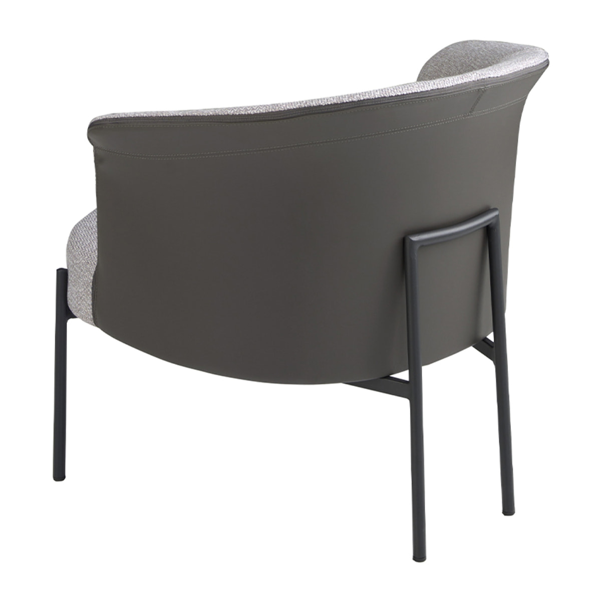 Sillón Angel Cerdá con asiento tapizado en tela en gris y respaldo tapizado en polipiel en gris oscuro patas de acero inoxidable en epoxi negro 84x68x69cm