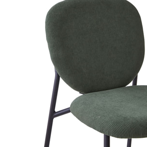 Lot de 2 tabourets de bar en velours côtelé - BETTY