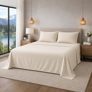 HERMET Completo Letto Matrimoniale in 100% Cotone zerObed_Olympia_Avorio
