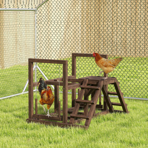 Balançoire - perchoir pour poule, échelles - aire de jeu chicken activity - dim. 82 x 60 x 75 cm - bois cèdre verni