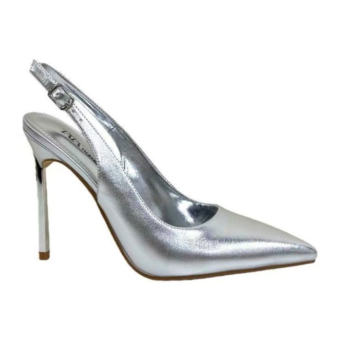 Décolleté sling back Donna Tata Italia Argentato