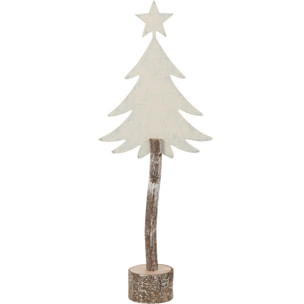 J-Line décoration Sapin De Noël + Etoile - fer/bois - blanc cassé - small