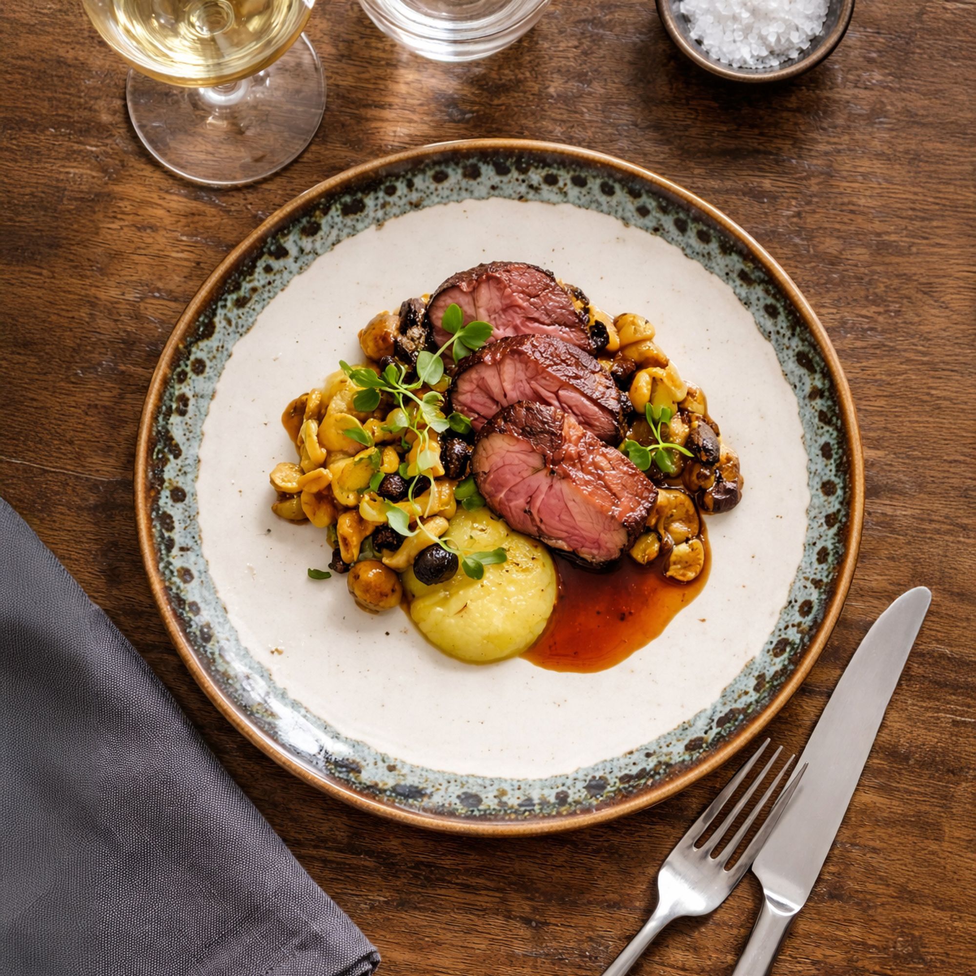 Lot de 6 assiettes plates atome 25cm en faience beige ATOME