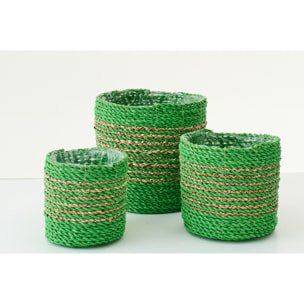 J-Line Cache-pot Ligné - rotin - vert/naturel - set de 3
