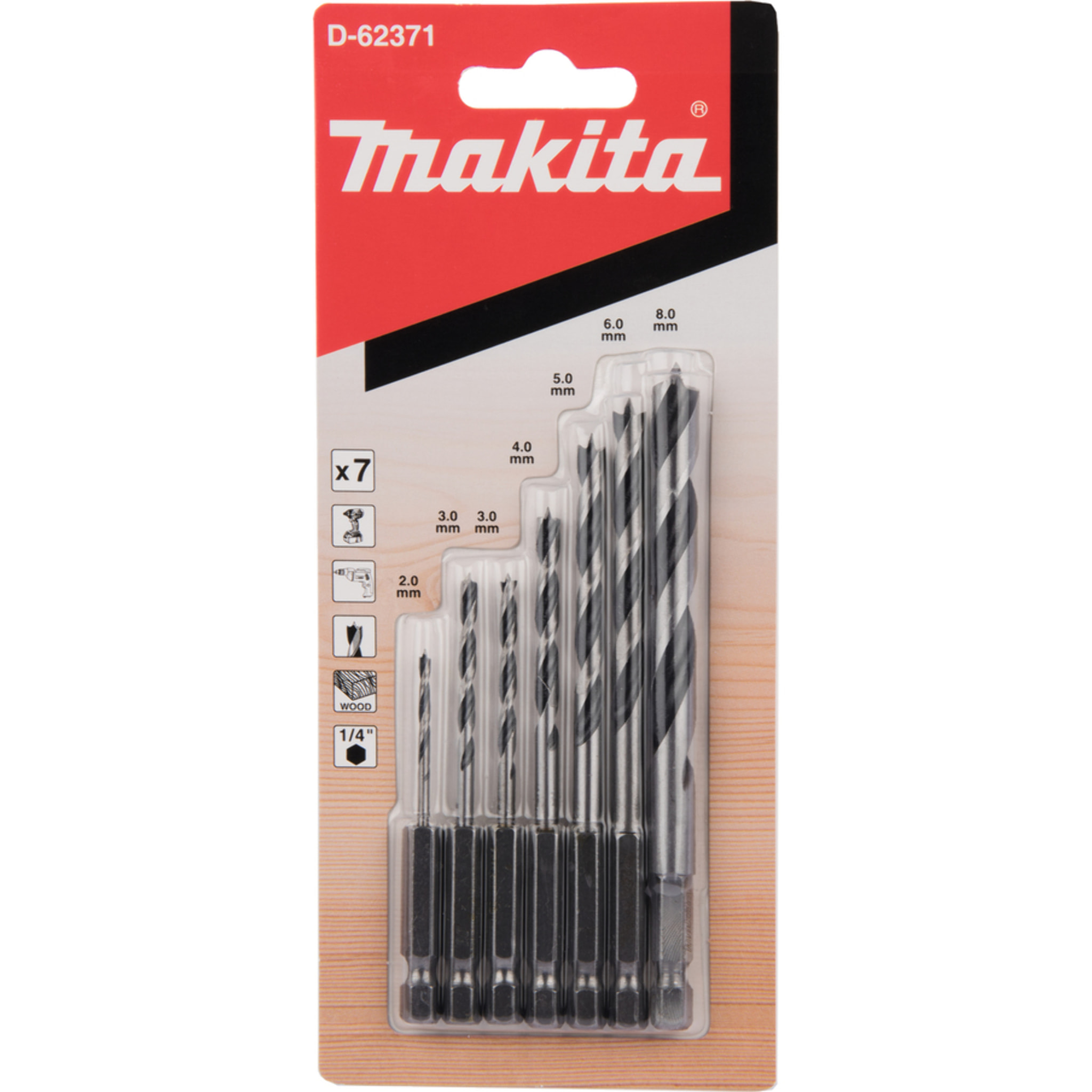 Lot de 7 mèches à bois - MAKITA - D-62371