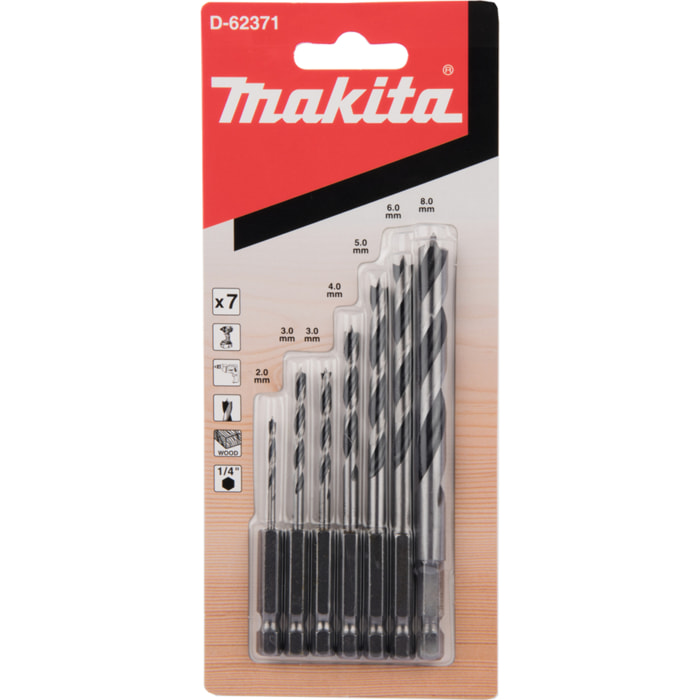 Lot de 7 mèches à bois - MAKITA - D-62371