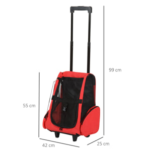 2 en 1 trolley chariot sac a dos sac de transport a roulettes pour chien chat