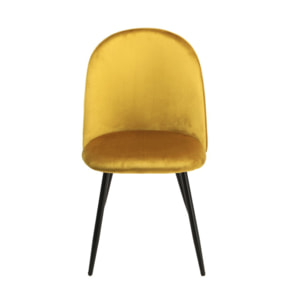 Chaise en velours dossier capitonné pieds métal Noir- SANSA
