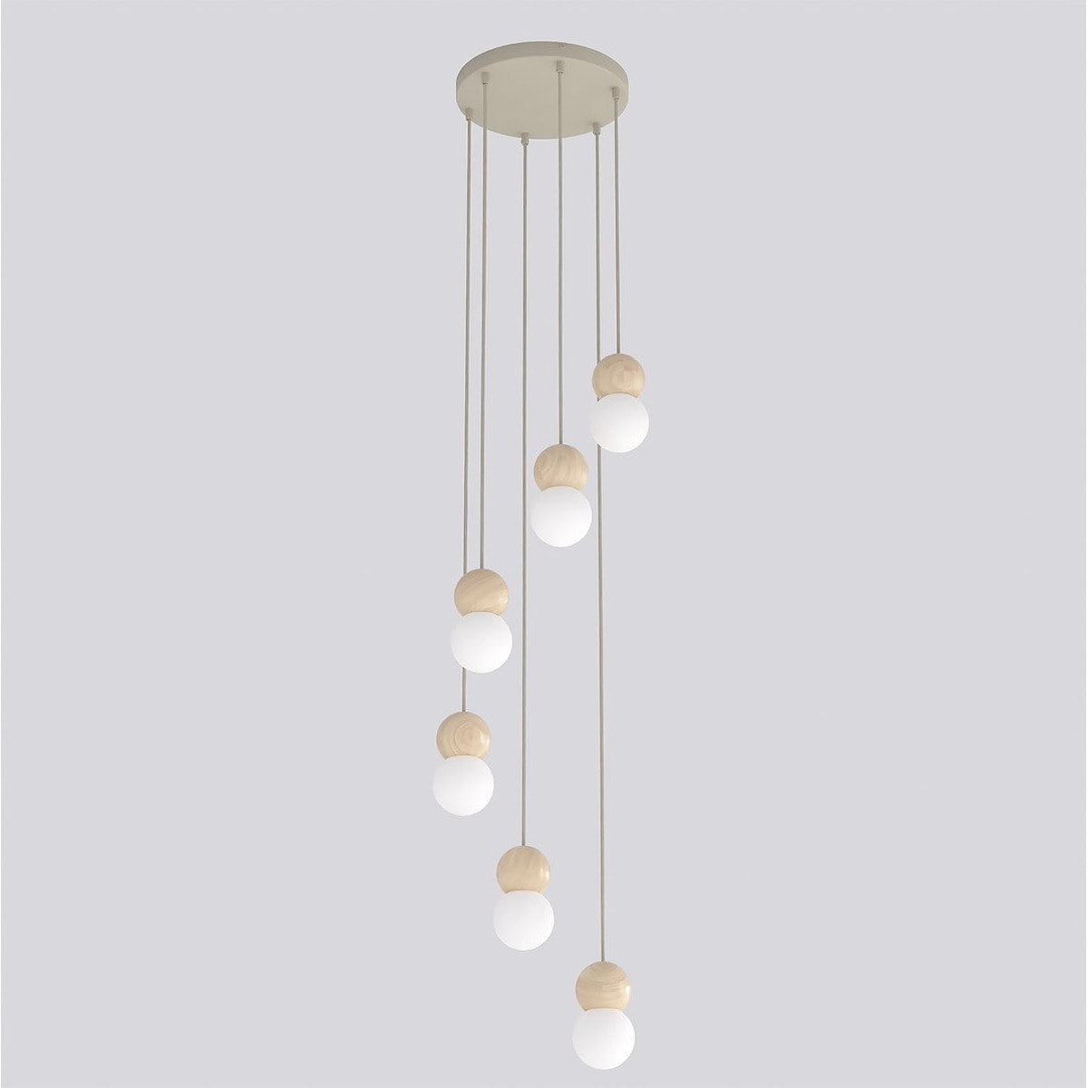 Lampada a sospensione LOOP in acciaio moka e legno naturale