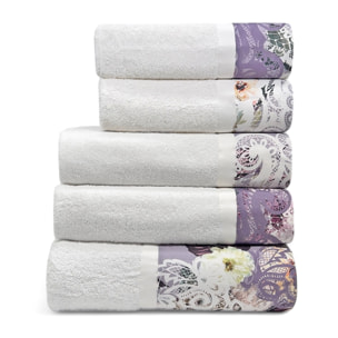 Set Spugna RAMAGE 5 Pezzi: 2 Viso+2 Ospite + 1 Telo Bagno