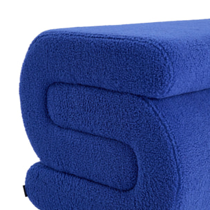 Banc design revêtement bouclette bleu 1 place L 43 x P 47 x H 44cm - Sasha