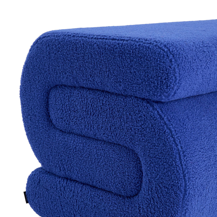 Banc design revêtement bouclette bleu 1 place L 43 x P 47 x H 44cm - Sasha