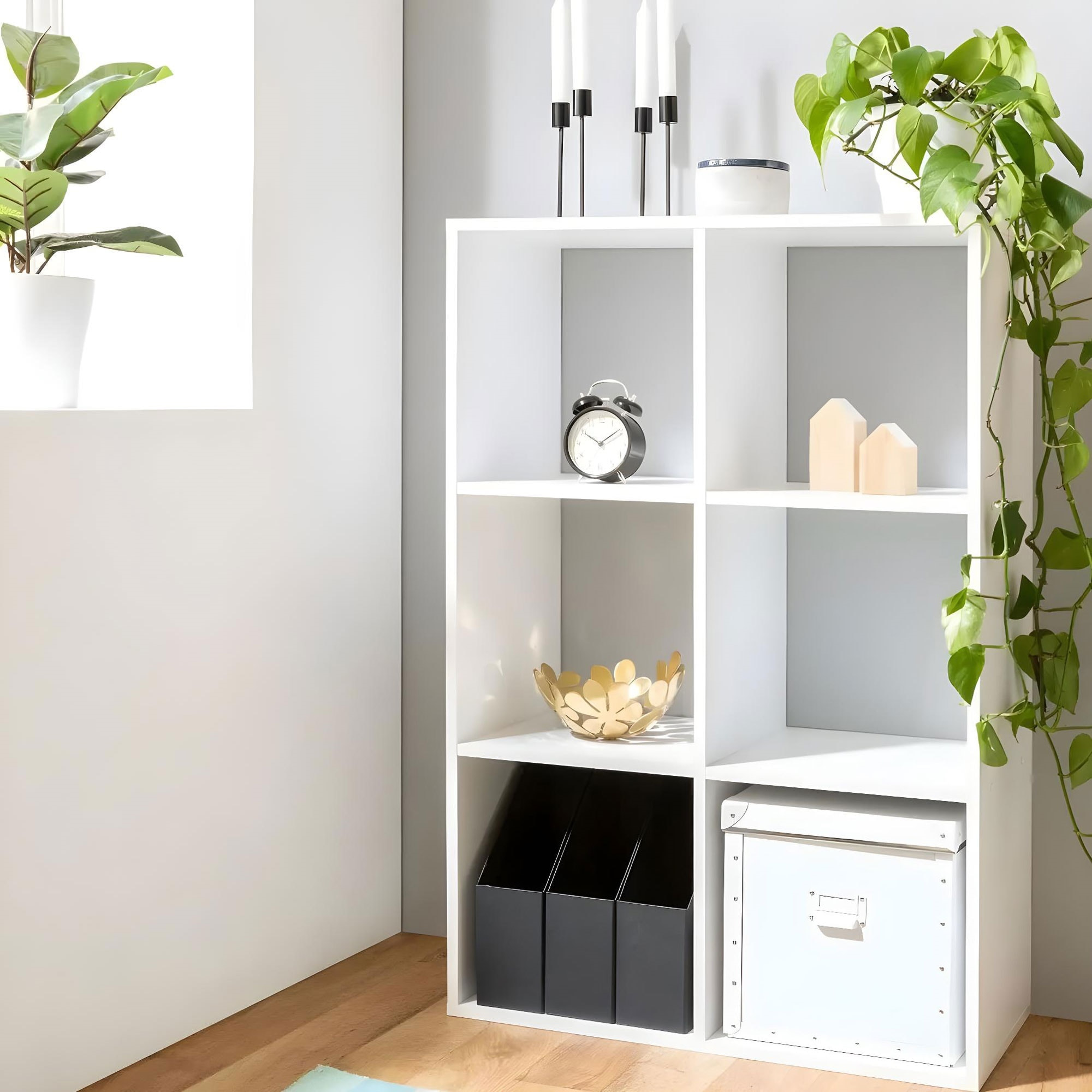 Well home - estante de madera con 6 compartimentos color blanco h.100,5cm