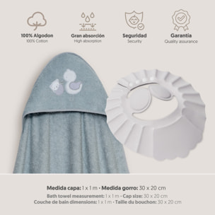Capa Baño 1X1 Mod Cigueña Oso+Gorro Gris