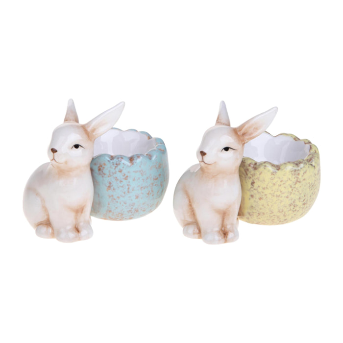 Set 2 conigli con contenitore - Colore Assortite - 15,5xH9x21cm - Bianchi Dino