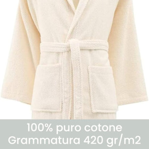 INTRECCI Accappatoio Bichicco in Spugna Tinta Unita Unisex Adulto in Cotone, Accappatoio in Cotone Asciugatura rapida con Tasche e Cappuccio