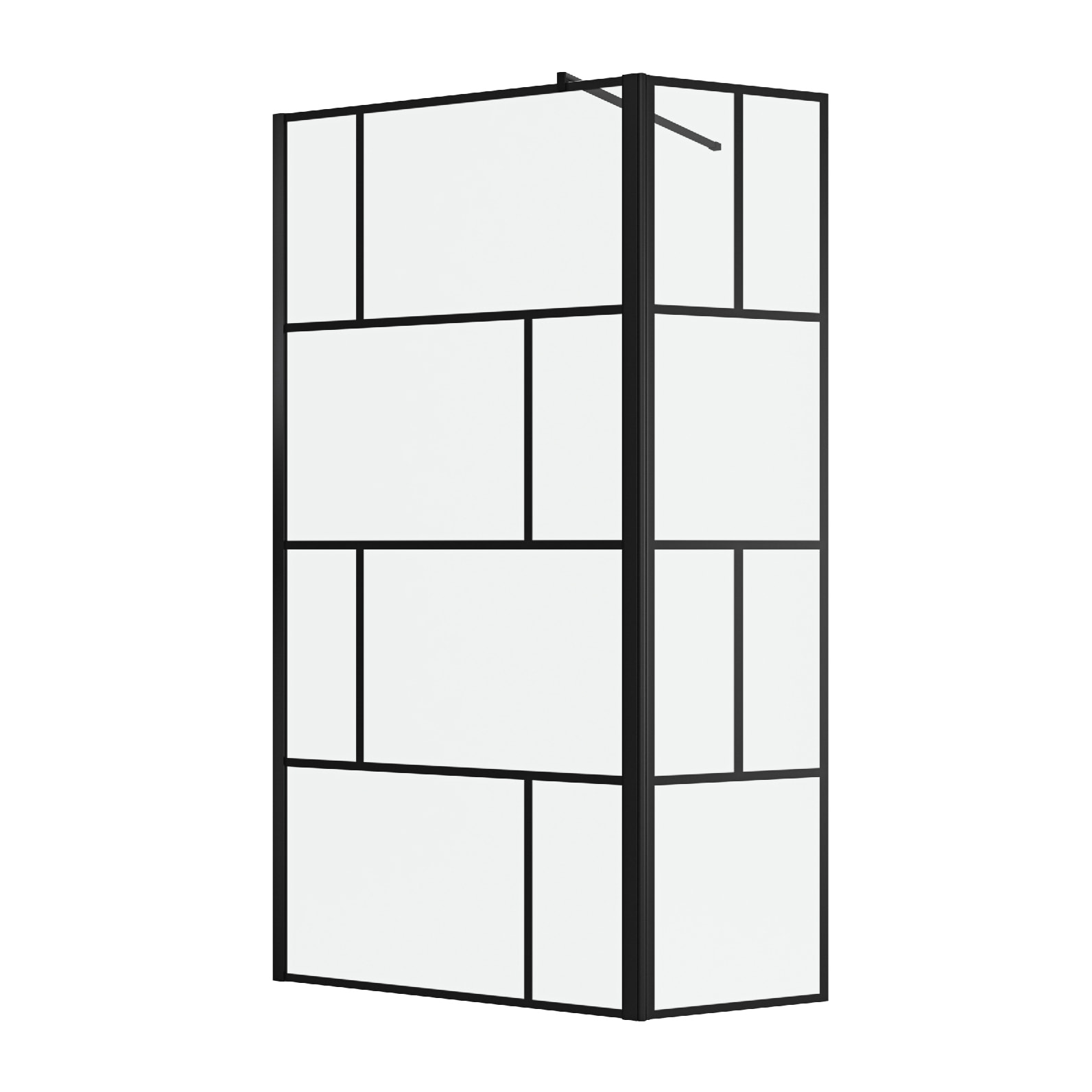 Paroi de Douche avec Volet Pivotant 80+40x195cm - Verre 8mm Anticalcaire - Motifs et Profilés Noir