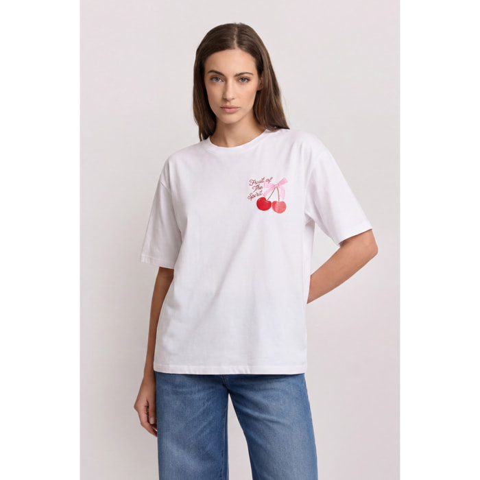 Kocca - T-shirt grafica in cotone Donna, Tinta unita, Girocollo