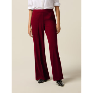 Oltre - Pantalones palazzo de tejido crepé - Rojo