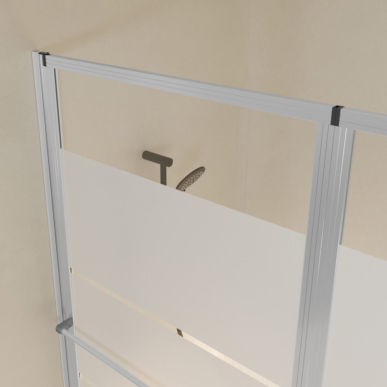 Pare baignoire relevable 139x105cm avec volet - verre transparent avec bande depolie