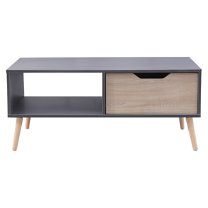 Table basse avec tiroir style scandinave grise FREJA