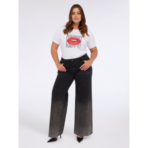 Fiorella Rubino - Camiseta Happy! de punto de algodón - Blanco