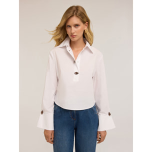 Motivi - Camisa oversize con piedras - Blanco