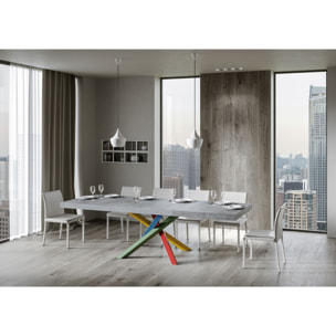 Table extensible 90x120/224 cm Volantis Premium Gris Béton cadre 4/B