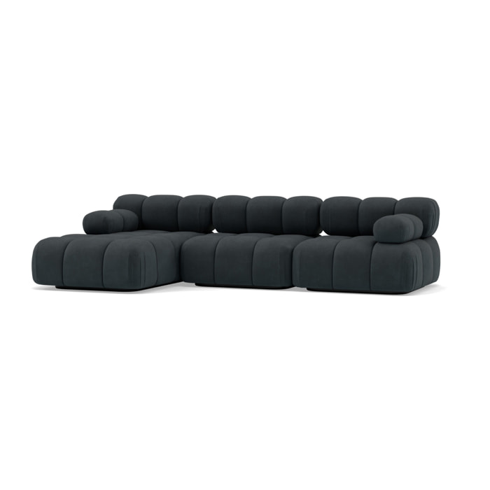 Ruby - canapé modulable d'angle gauche 4 places en velours texturé - Noir