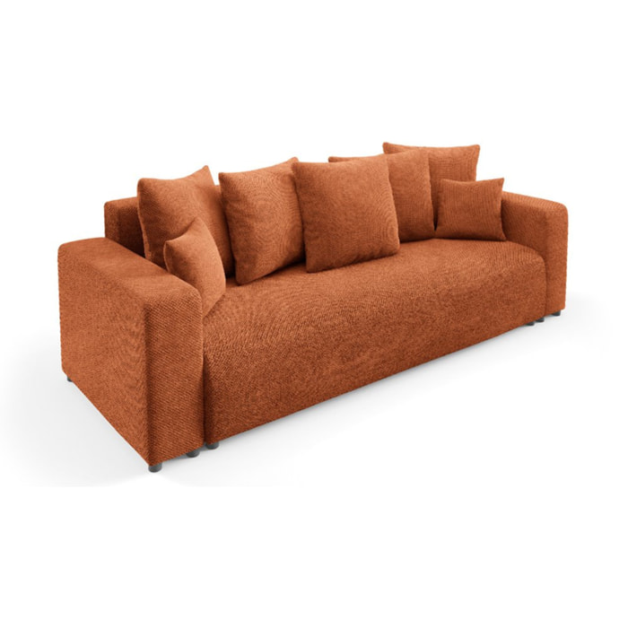 GLORIA - Canapé droit convertible 3 places en tissu terra