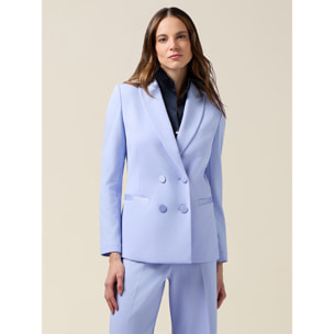 Oltre - Blazer cruzado con botones forrados - Light - blue
