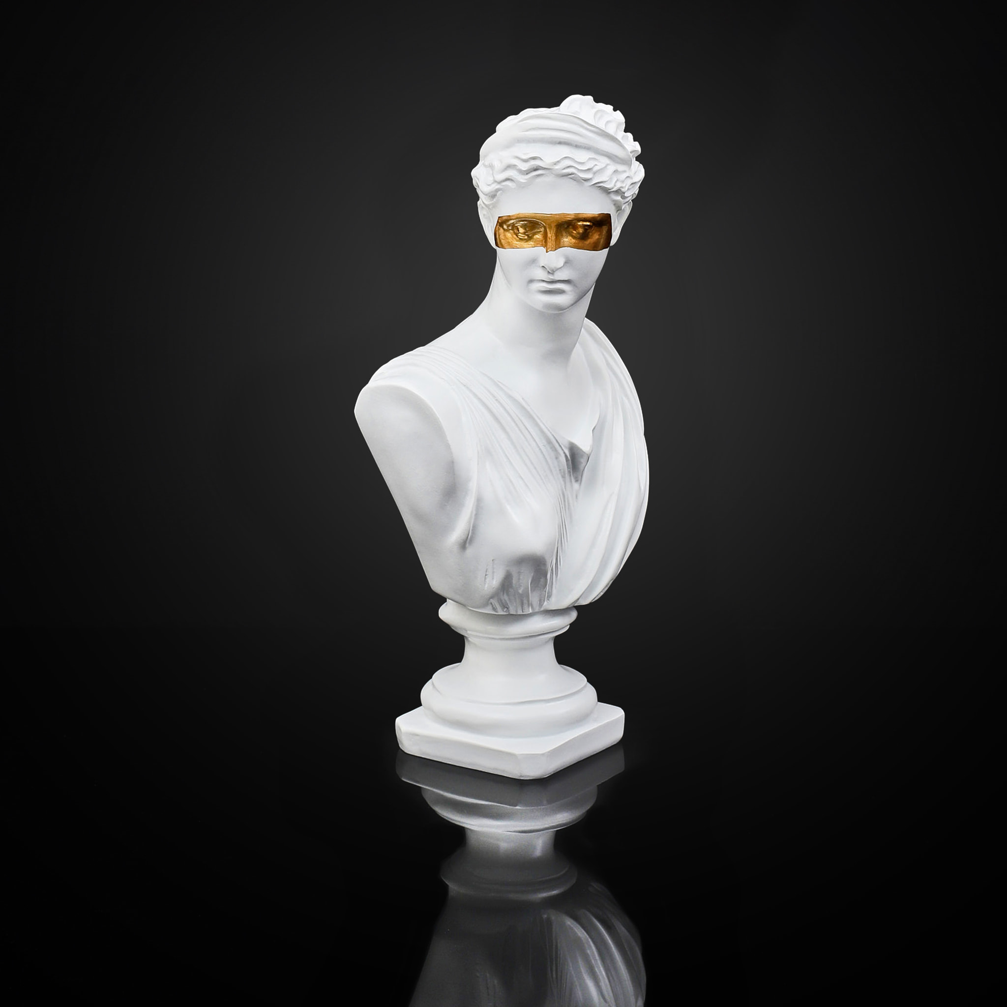 Statue Buste Masque Dore H31.5cm