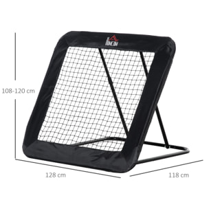 HOMCOM Rebounder Pieghevole e Regolabile da Esterno per Calcio, Baseball e Pallavolo, 128x118x108-120 cm, Nero